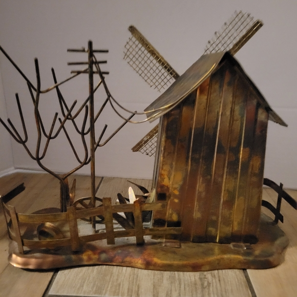 Music Box-Windmill-Copper Tone Metal w Movement-Vintage - Picture 8 of 8